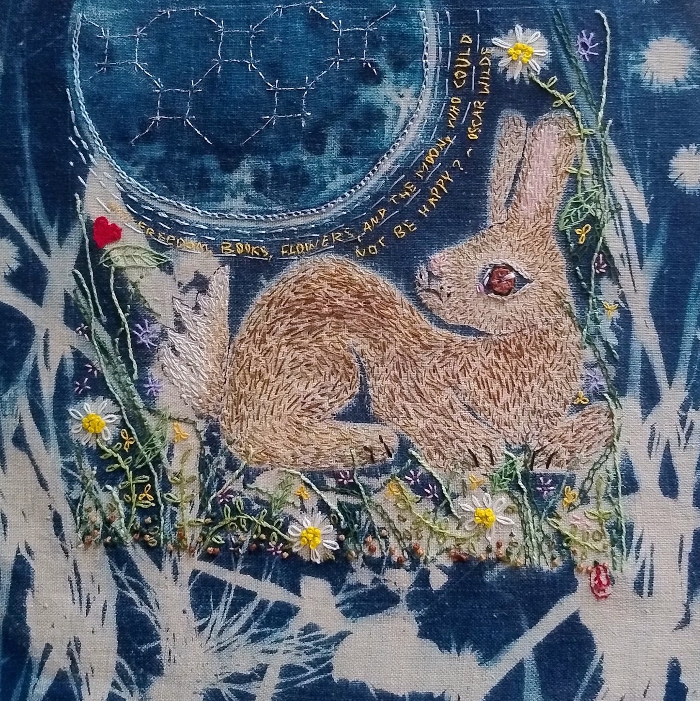 3. Louise Muller, Who Could Not be Happy, Cyanotype and stitch 50x50cm