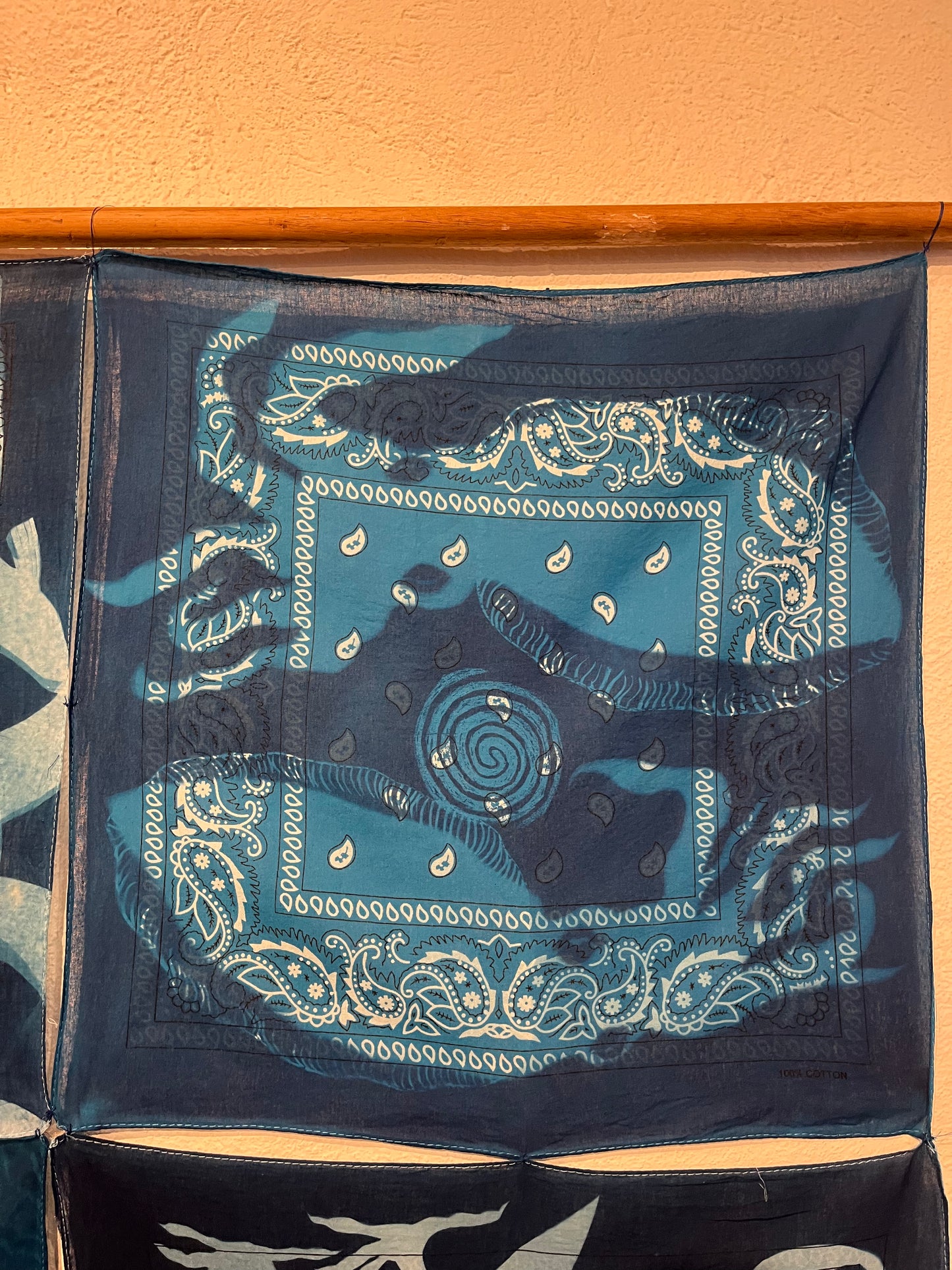 25(c). Iona Julian-Walters, Squids, 2025, Cyanotype on bandanas, 56 x 56cm