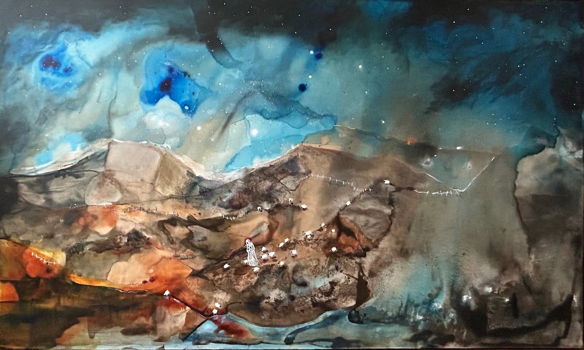4. The Jewel Box, 2023, Ink & Pigment On Canvas, 156 x 94.5cm