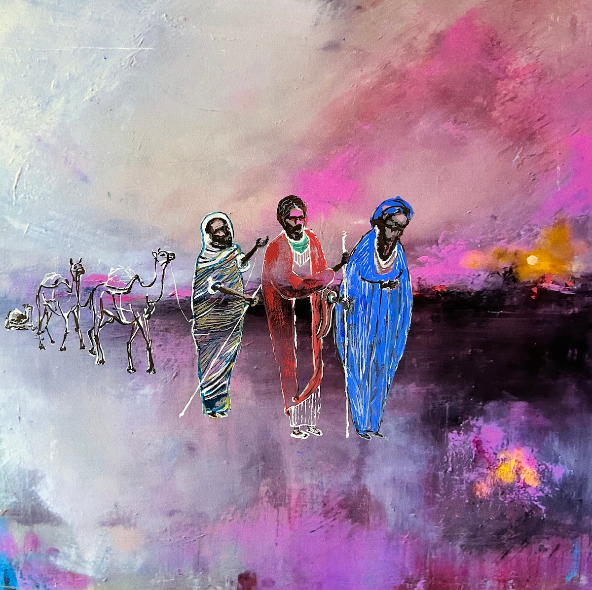 18. They Opened Their Treasure Chests, 2025 Ink & Pigment On Paper, 43.5 x 43.5cm