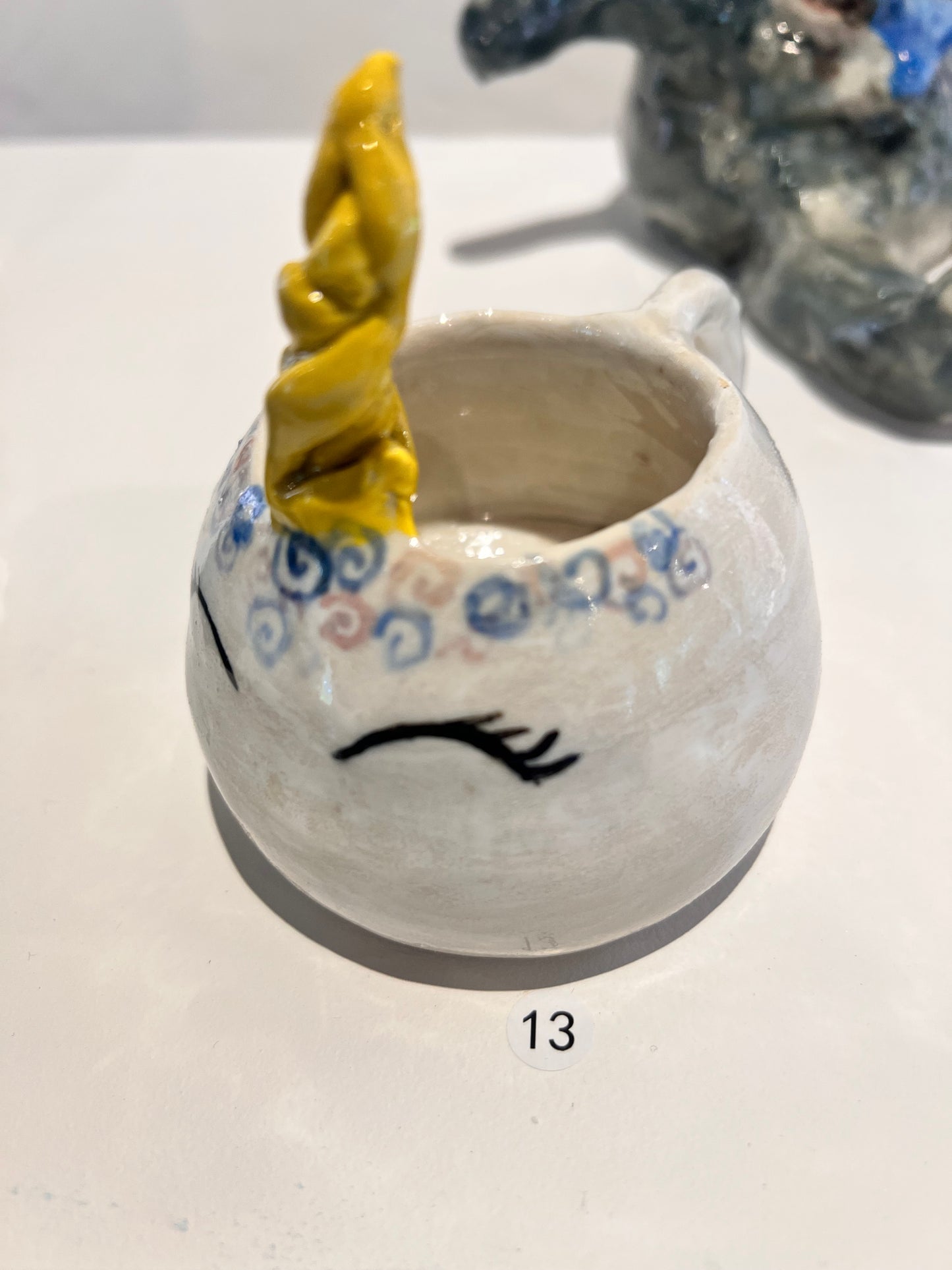 13. Annabelle Juraschek, 2025 Tuesday 2B, "Golden Midnight Mare" (unicorn cup) ceramic, stoneware
