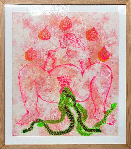 4. Frances Cannon, Eve Genesis 3:6, 2020, Natural and synthetic dyes on silk, framed in Tasmanian oak, 87x100cm