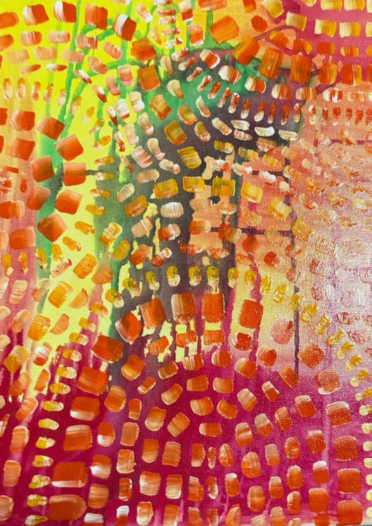9. Hunter Dillon, Fire on a sandy beach , 2023, Acrylic on Canvas, 31cm x 41cm