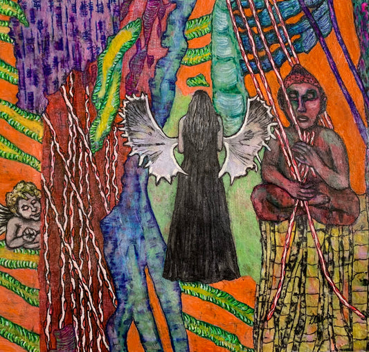 13. Laura Celna, Peace Love and Other Stories, Mixed Media on Paper, 42 x 42 cm