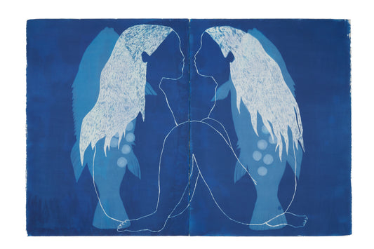 27. Iona Julian-Walters, The Body Changes but the Spirit Remains (Blue Groper), 2025, Cyanotope on Paper, 112 x 75cm