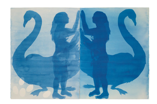 Iona Julian-Walters, The Body Changes but the Spirit Remains (Black Swans), 2025, Cyanotope on Paper, 112 x 75cm