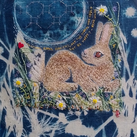 3. Louise Muller, Who Could Not be Happy, Cyanotype and stitch 50x50cm