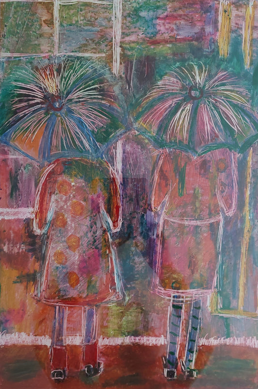 49. Judy Grant, FRIENDS, oil pastel, 47 x 65 cm