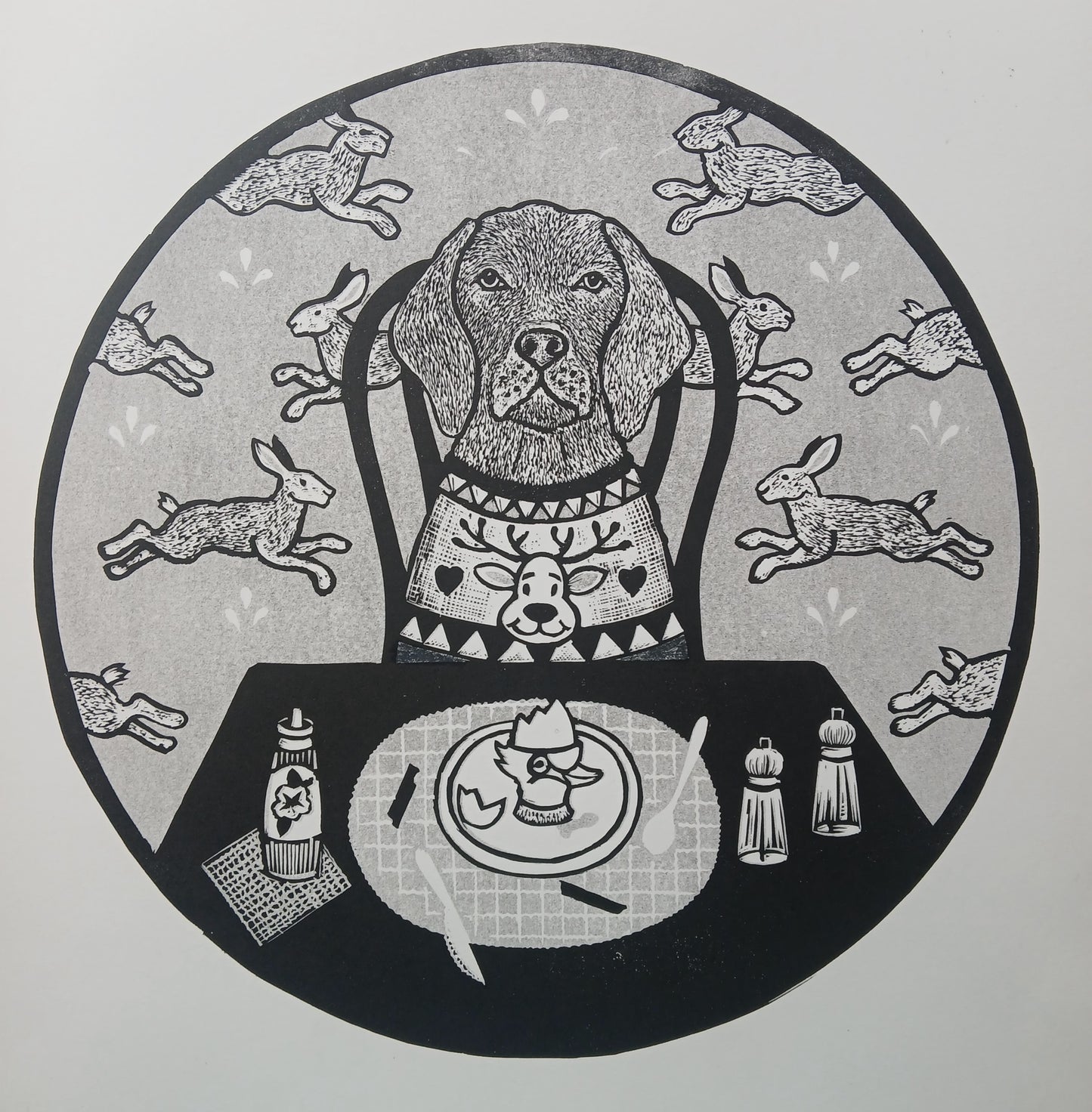 9. Libby Schreiber, Loveable Lenny, Linocut 50x50 cm