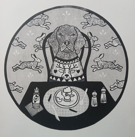 9. Libby Schreiber, Loveable Lenny, Linocut 50x50 cm