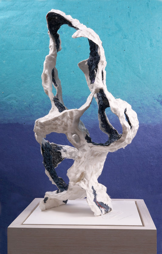 3. Ray Besserdin, Eroded Blue 2, 2023, Paper, 65 x 35 x 35cm