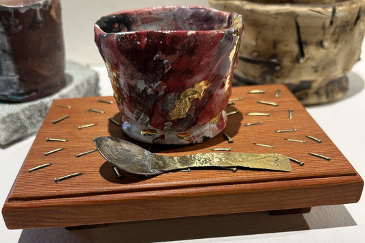 2. George McCauley - Ouzo Cup with spoon + wooden tray