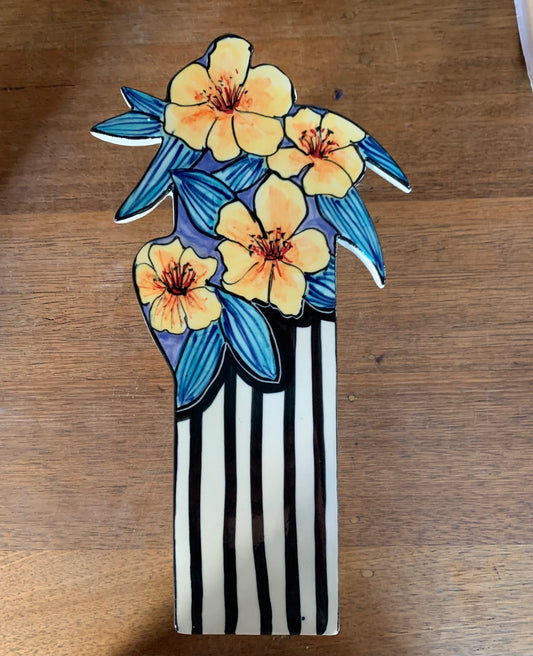 Mary-Lou Pittard - Wall Vase Blue Leaves