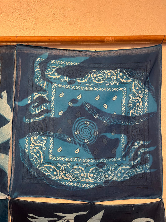25(c). Iona Julian-Walters, Squids, 2025, Cyanotype on bandanas, 56 x 56cm