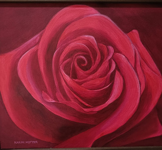Karin Motyer, Red Rose Medium, 2015, acrylic on canvas, 20 x 25cm
