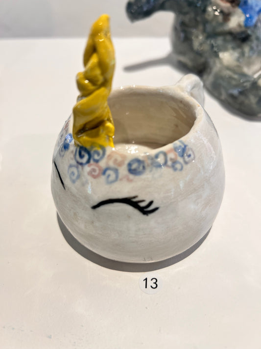 13. Annabelle Juraschek, 2025 Tuesday 2B, "Golden Midnight Mare" (unicorn cup) ceramic, stoneware