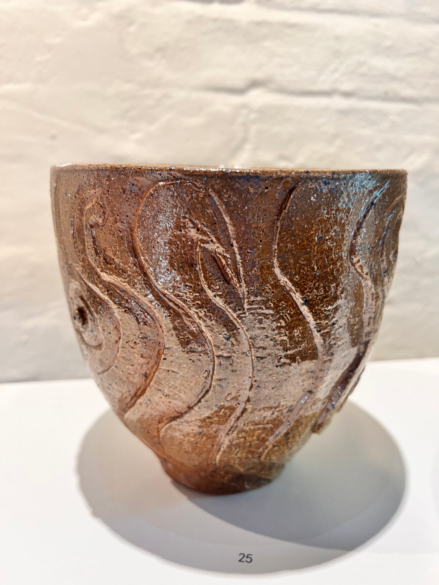 25. Liz Notely, 2025, "Carved Planter", ceramic, wood-fired