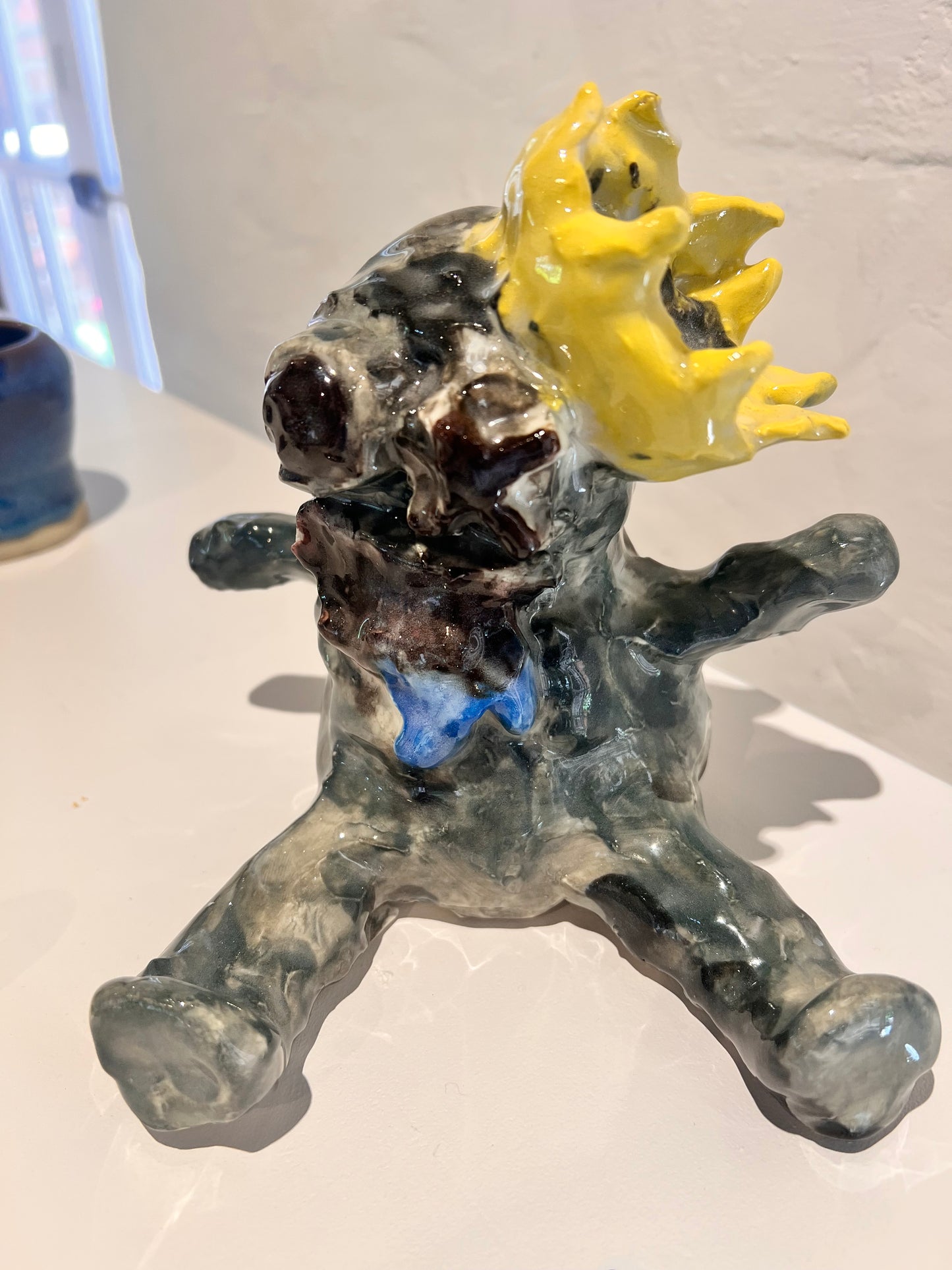 35. Adrian Makouei, 2025, Friday 5A, "Blue from Rainbow Friends", stoneware, ceramic