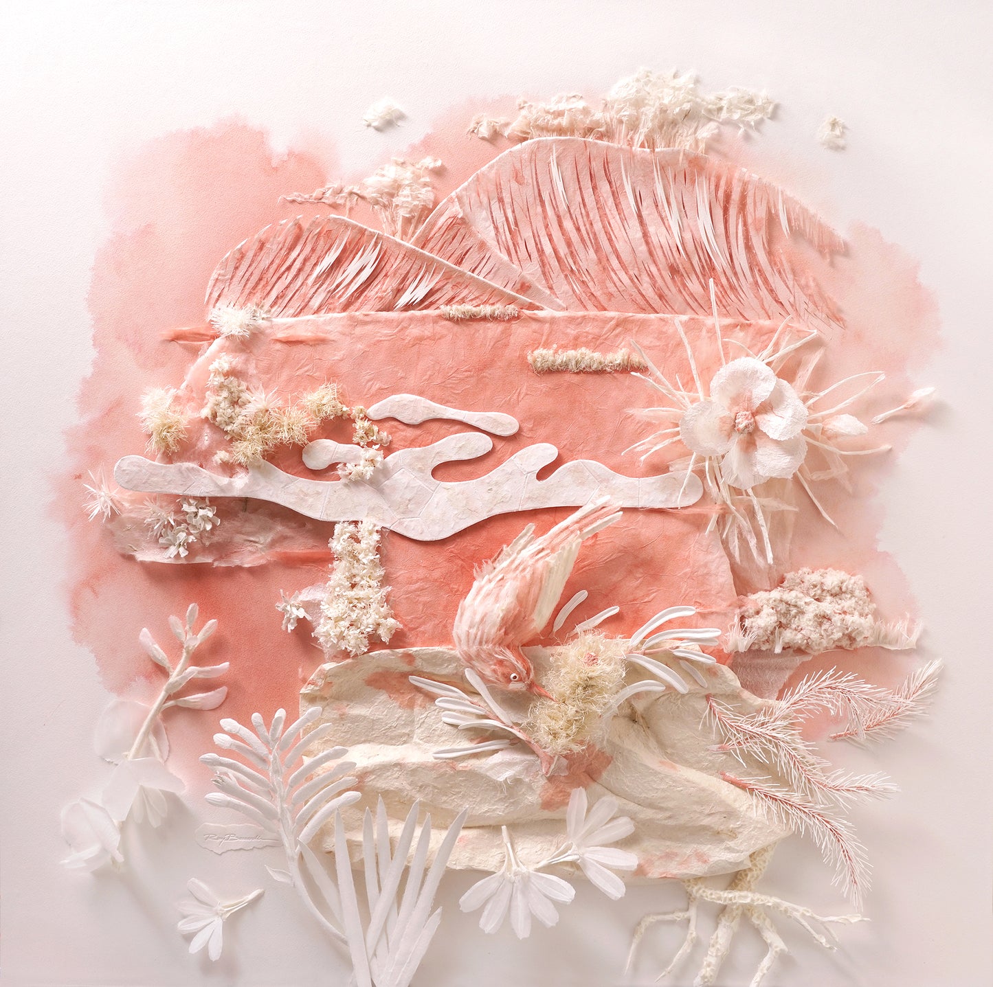 9. Ray Besserdin, The Red Sands Garden, 2018, Paper, 94.5 x 94.5 x 9cm